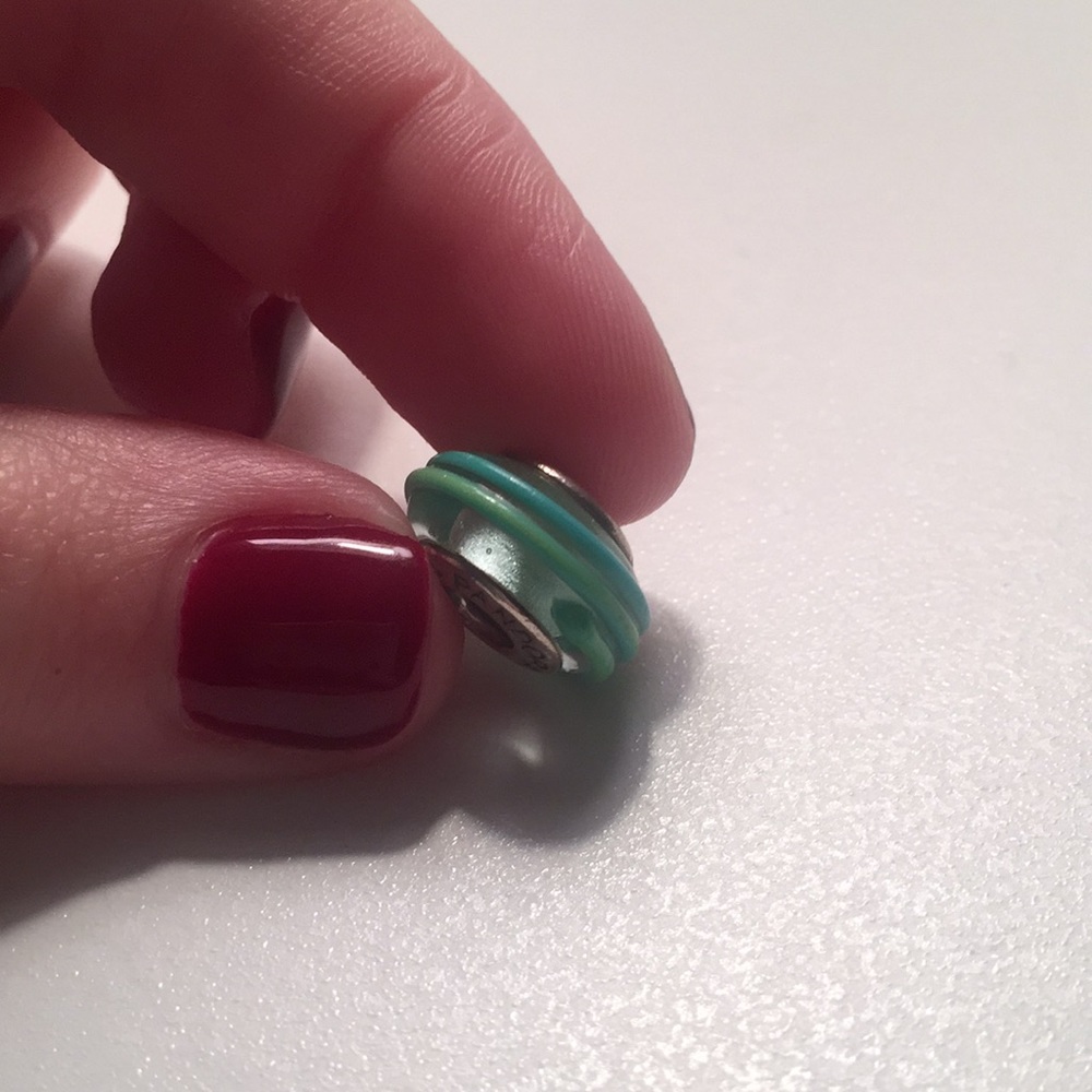 Blue & green swirl Murano Pandora glass charm